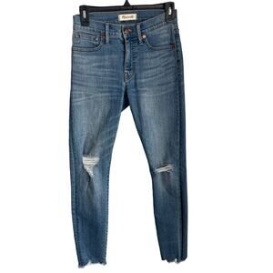 Madewell 9" High-Rise Skinny Jeans Size 25 Distressed Raw Hem